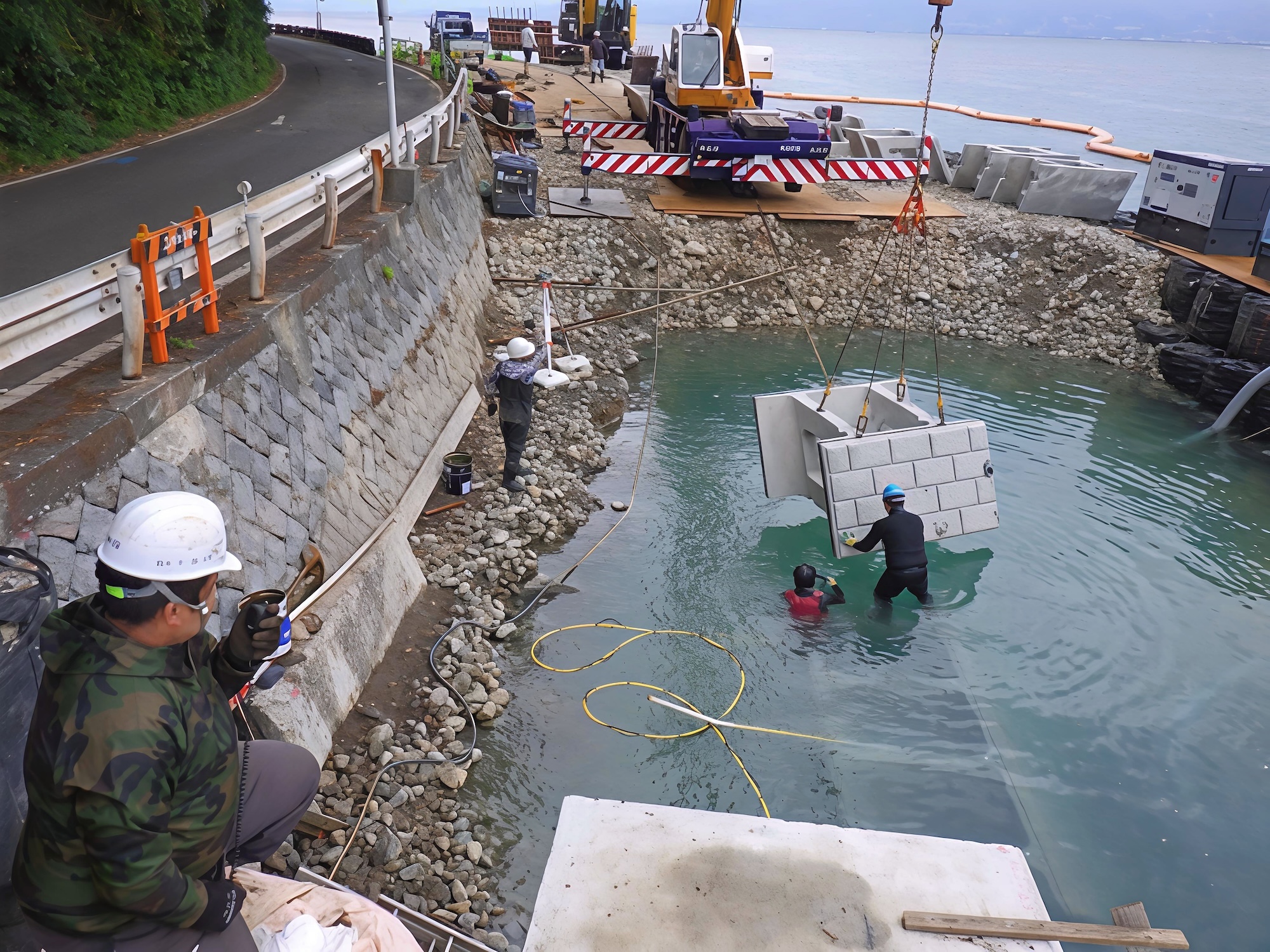 沼津土肥線道路改築工事（大型ブロック積工）施工写真4